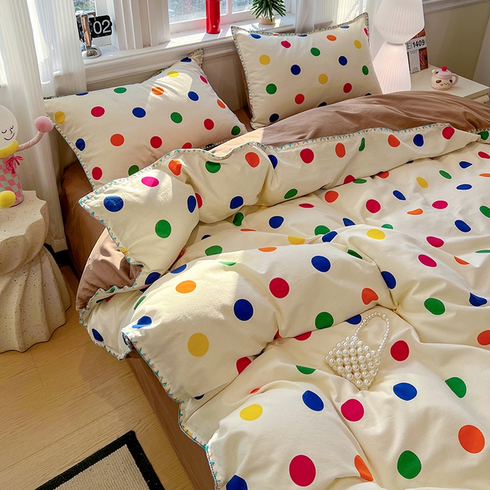 91家纺网 家纺一手货源 找家纺 棉生活家纺 2025新款简约北欧风全棉纯棉磨毛贝壳边四件套 圆舞曲