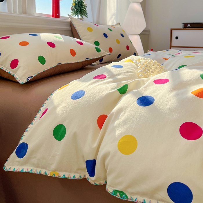 91家纺网 家纺一手货源 找家纺 棉生活家纺 2025新款简约北欧风全棉纯棉磨毛贝壳边四件套 圆舞曲