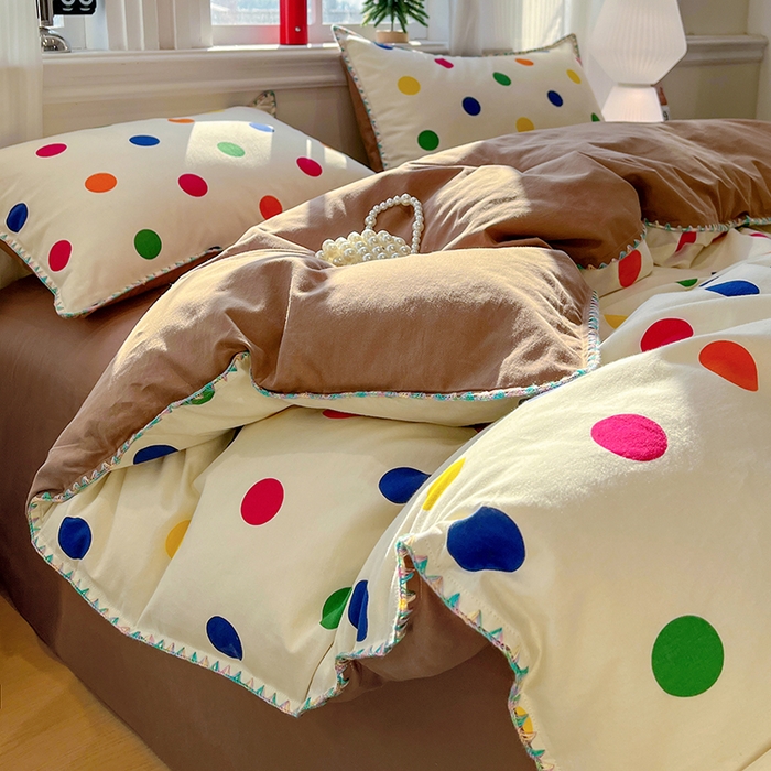 91家纺网 家纺一手货源 找家纺 棉生活家纺 2025新款简约北欧风全棉纯棉磨毛贝壳边四件套 圆舞曲