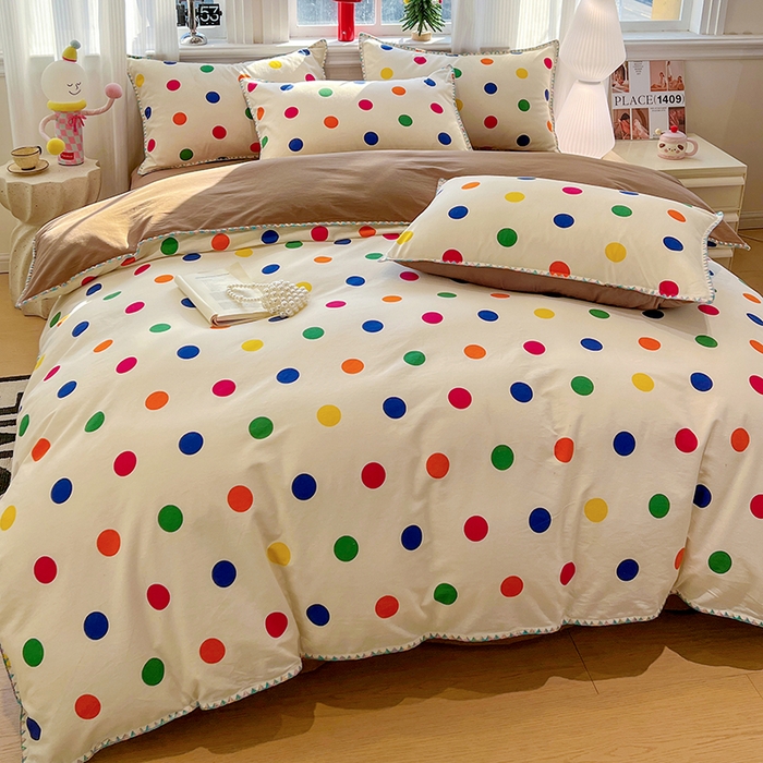 91家纺网 家纺一手货源 找家纺 棉生活家纺 2025新款简约北欧风全棉纯棉磨毛贝壳边四件套 圆舞曲