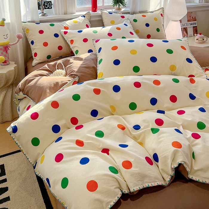 91家纺网 家纺一手货源 找家纺 棉生活家纺 2025新款简约北欧风全棉纯棉磨毛贝壳边四件套 圆舞曲