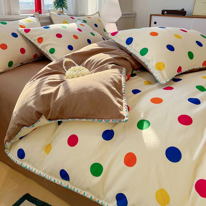 91家纺网 家纺一手货源 找家纺 棉生活家纺 2025新款简约北欧风全棉纯棉磨毛贝壳边四件套 圆舞曲