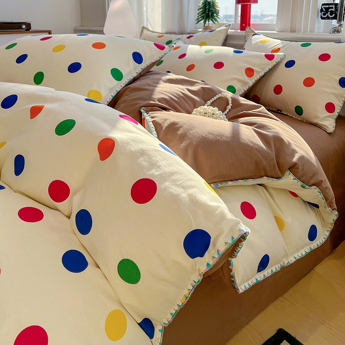 91家纺网 家纺一手货源 找家纺 棉生活家纺 2025新款简约北欧风全棉纯棉磨毛贝壳边四件套 圆舞曲