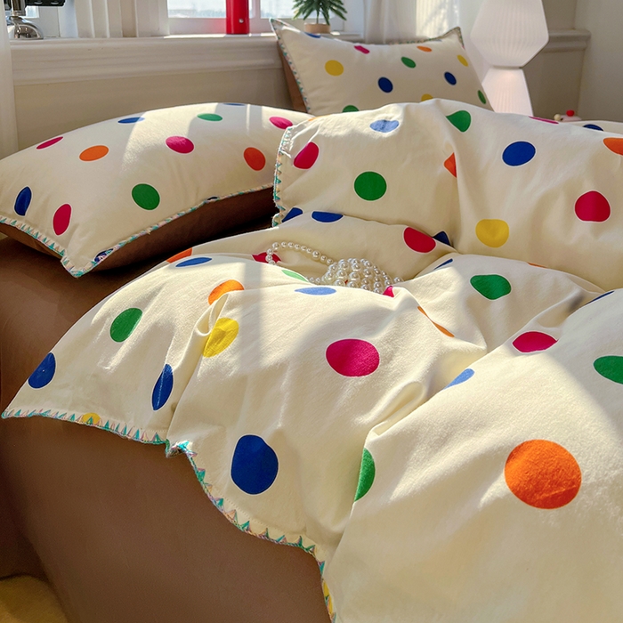 91家纺网 家纺一手货源 找家纺 棉生活家纺 2025新款简约北欧风全棉纯棉磨毛贝壳边四件套 圆舞曲