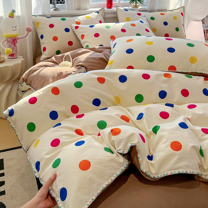 91家纺网 家纺一手货源 找家纺 棉生活家纺 2025新款简约北欧风全棉纯棉磨毛贝壳边四件套 圆舞曲