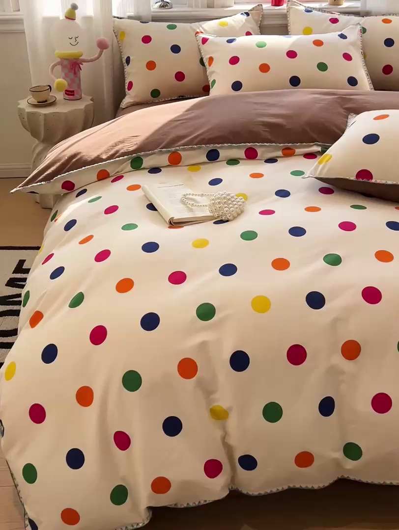 91家纺网 家纺一手货源 找家纺 棉生活家纺 2025新款简约北欧风全棉纯棉磨毛贝壳边四件套 圆舞曲