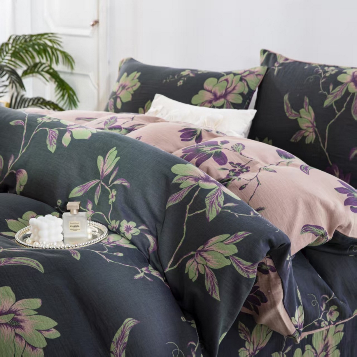 91家纺网 家纺一手货源 找家纺 （总）双层纱家居 2025新款纯棉双层纱纽扣款四件套