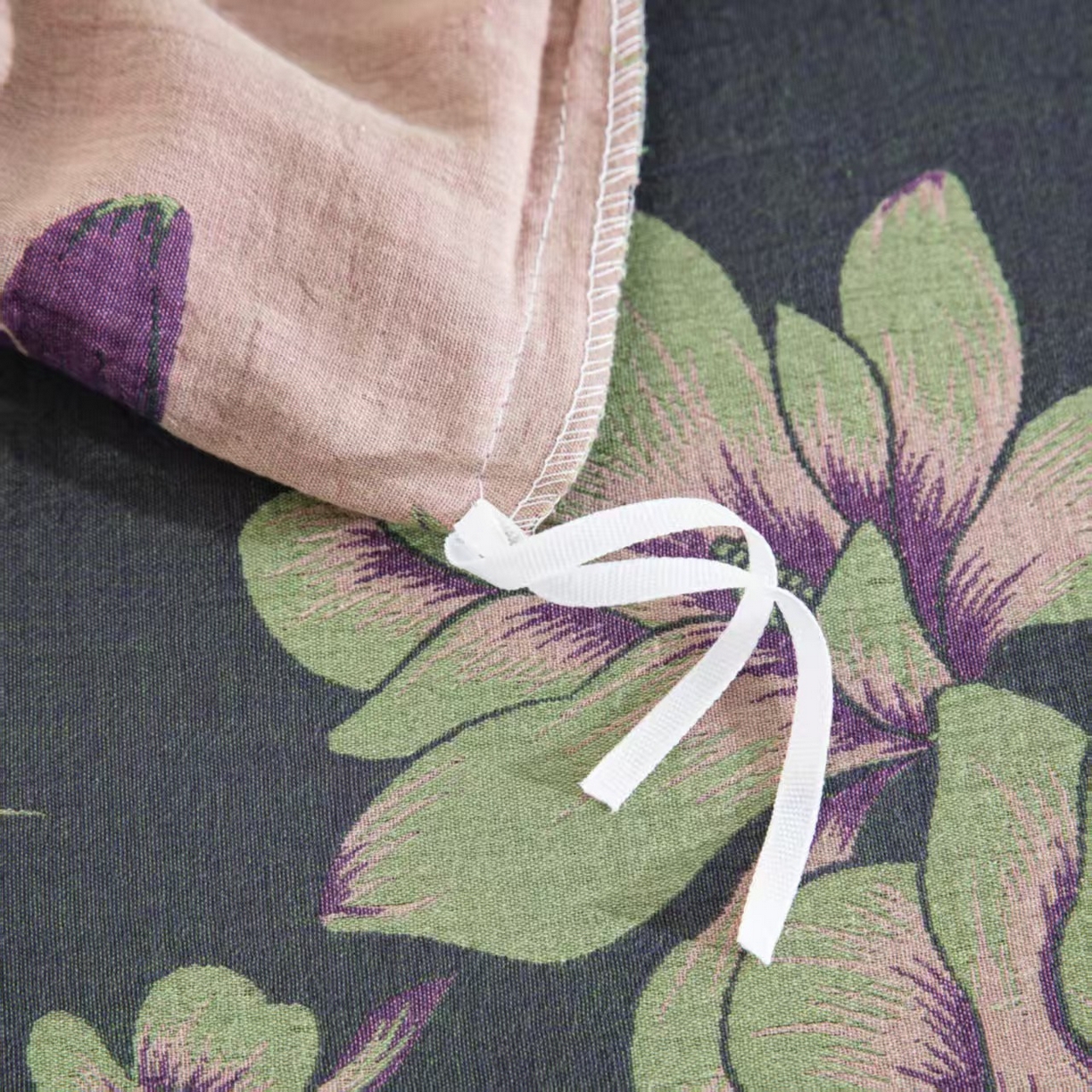 91家纺网 家纺一手货源 找家纺 （总）双层纱家居 2025新款纯棉双层纱纽扣款四件套