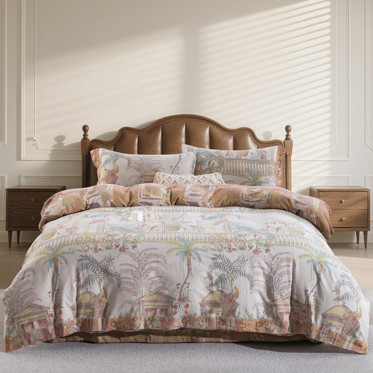 91家纺网 家纺一手货源 找家纺 （总）双层纱家居 2025新款纯棉双层纱纽扣款四件套