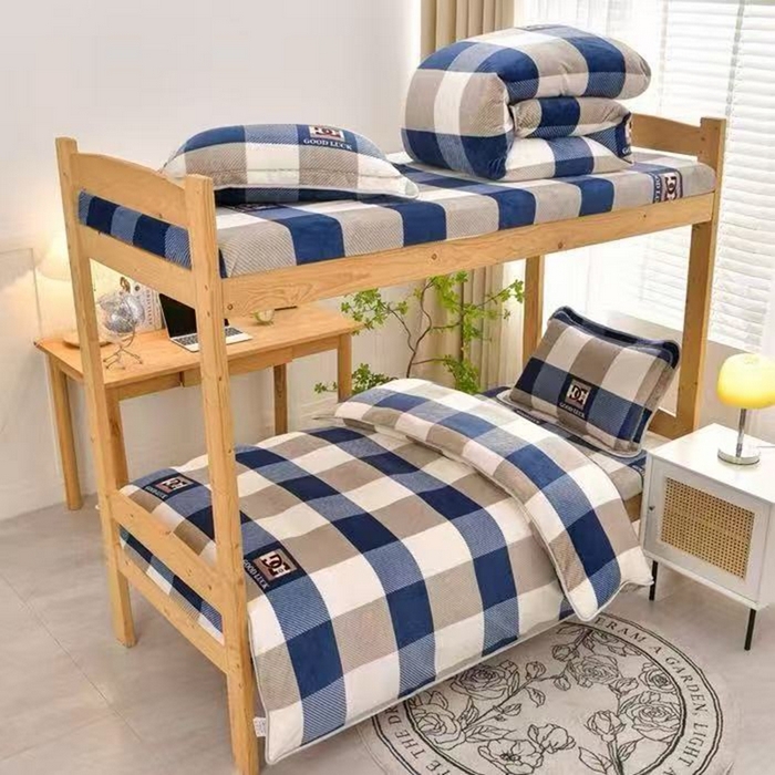 91家纺网 家纺一手货源 找家纺 （总）硕喜 2025新款学生宿舍床系列牛奶绒学生三件套