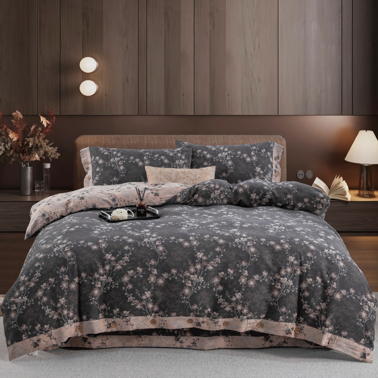 91家纺网 家纺一手货源 找家纺 （总）双层纱家居 2025新款纯棉双层纱纽扣款四件套