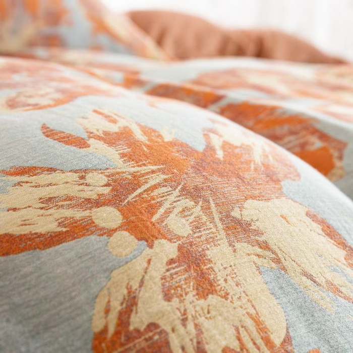 91家纺网 家纺一手货源 找家纺 双层纱家居 2025新款纯棉双层纱纽扣款四件套 凤尾花