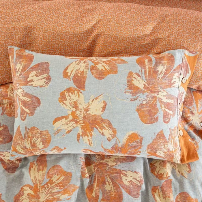 91家纺网 家纺一手货源 找家纺 双层纱家居 2025新款纯棉双层纱纽扣款四件套 凤尾花