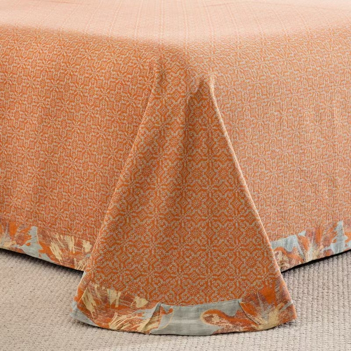 91家纺网 家纺一手货源 找家纺 双层纱家居 2025新款纯棉双层纱纽扣款四件套 凤尾花