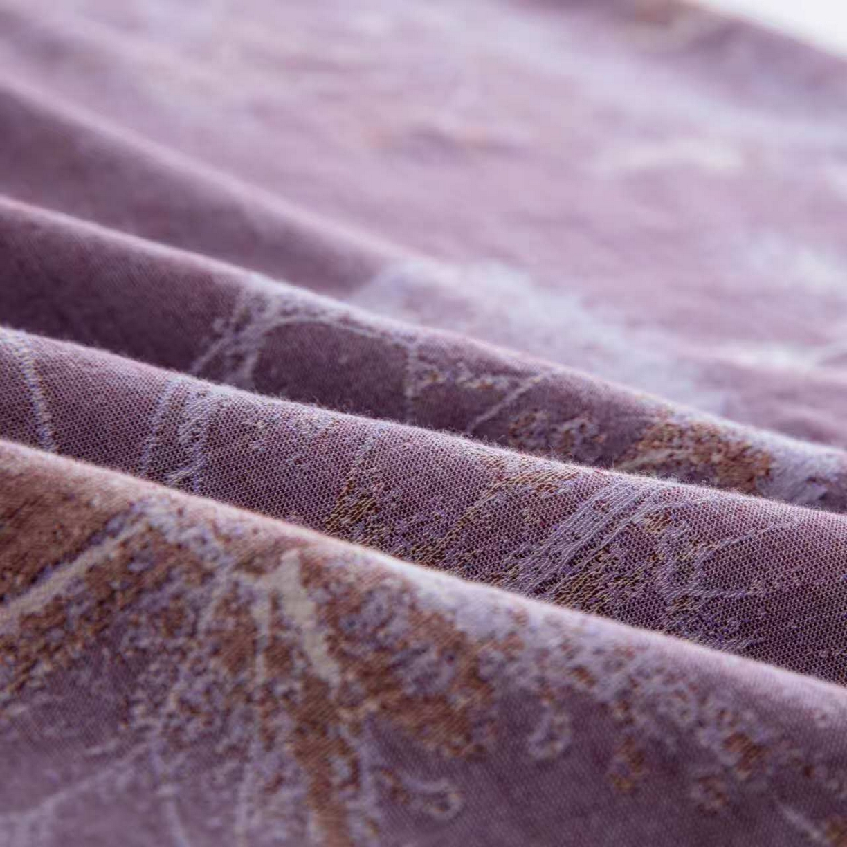 91家纺网 家纺一手货源 找家纺 双层纱家居 2025新款纯棉双层纱纽扣款四件套 蝴蝶紫