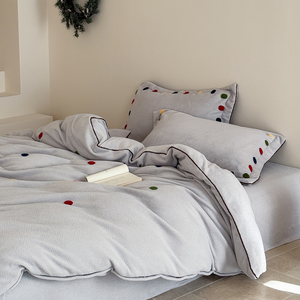 涞澳家纺 2025新款半边绒四件套-月澜绘梦 月澜绘梦-灰