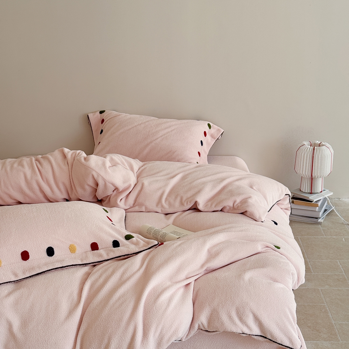 91家纺网 家纺一手货源 找家纺 涞澳家纺 2025新款半边绒四件套-月澜绘梦 月澜绘梦-粉