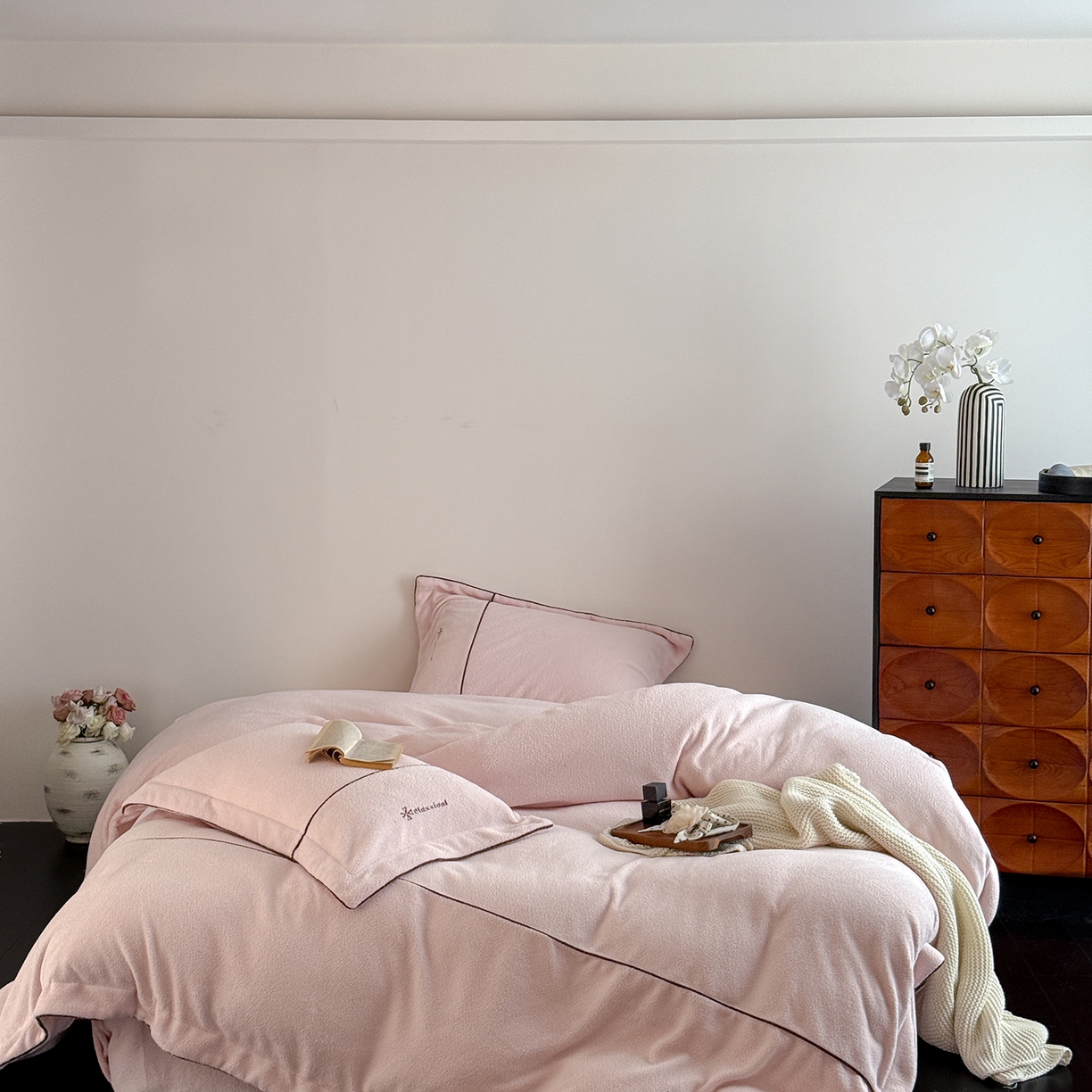 91家纺网 家纺一手货源 找家纺 涞澳家纺 2025新款半边绒四件套-柔光梦境 柔光梦境-粉