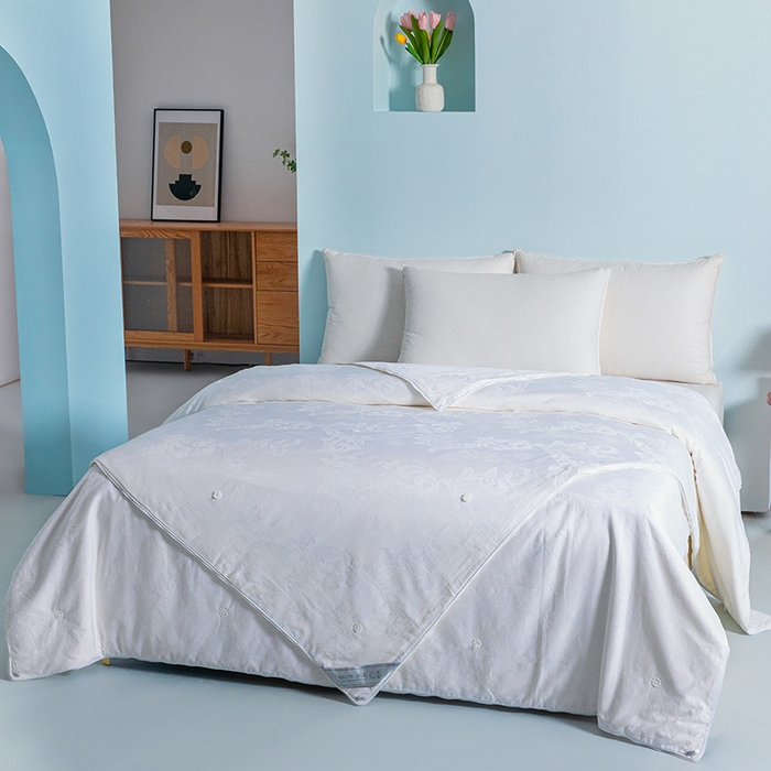 91家纺网 家纺一手货源 找家纺 茧月家纺 2025新款拉链款二合一蚕丝子母被被子被芯 白色