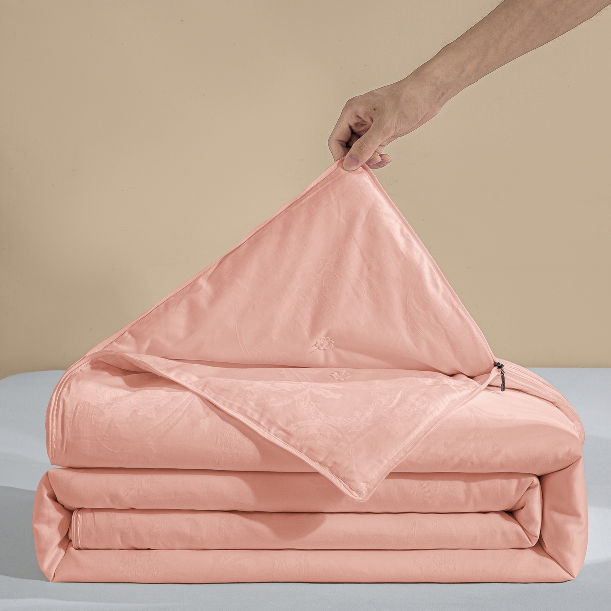 茧月家纺 2025新款拉链款二合一蚕丝子母被被子被芯 玉色