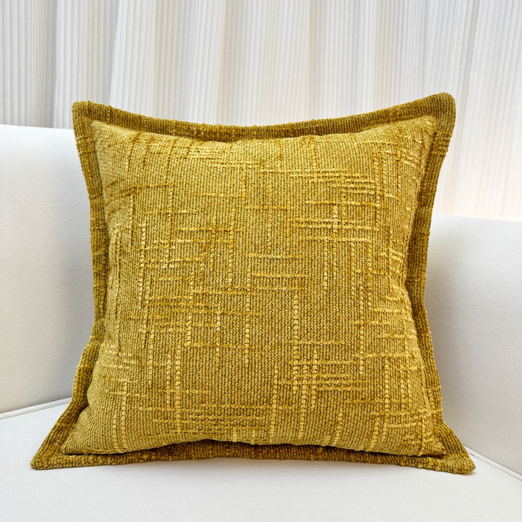 91家纺网 家纺一手货源 找家纺 （总）爱家居 2025新款跨境亚马逊加厚双面雪尼尔宽边枕套美式压边抱枕客厅纯色靠垫