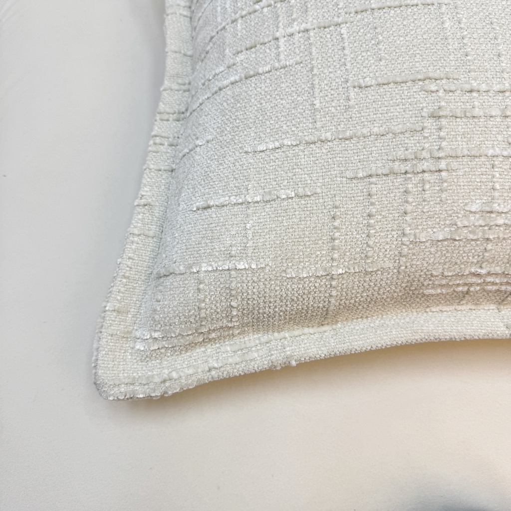 91家纺网 家纺一手货源 找家纺 爱家居 2025新款跨境亚马逊加厚双面雪尼尔宽边枕套美式压边抱枕客厅纯色靠垫 宽边雪尼尔—白色