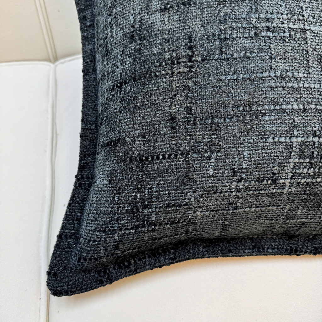 91家纺网 家纺一手货源 找家纺 爱家居 2025新款跨境亚马逊加厚双面雪尼尔宽边枕套美式压边抱枕客厅纯色靠垫 宽边雪尼尔—黑色