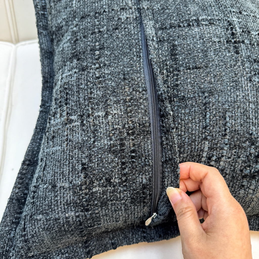 91家纺网 家纺一手货源 找家纺 爱家居 2025新款跨境亚马逊加厚双面雪尼尔宽边枕套美式压边抱枕客厅纯色靠垫 宽边雪尼尔—黑色