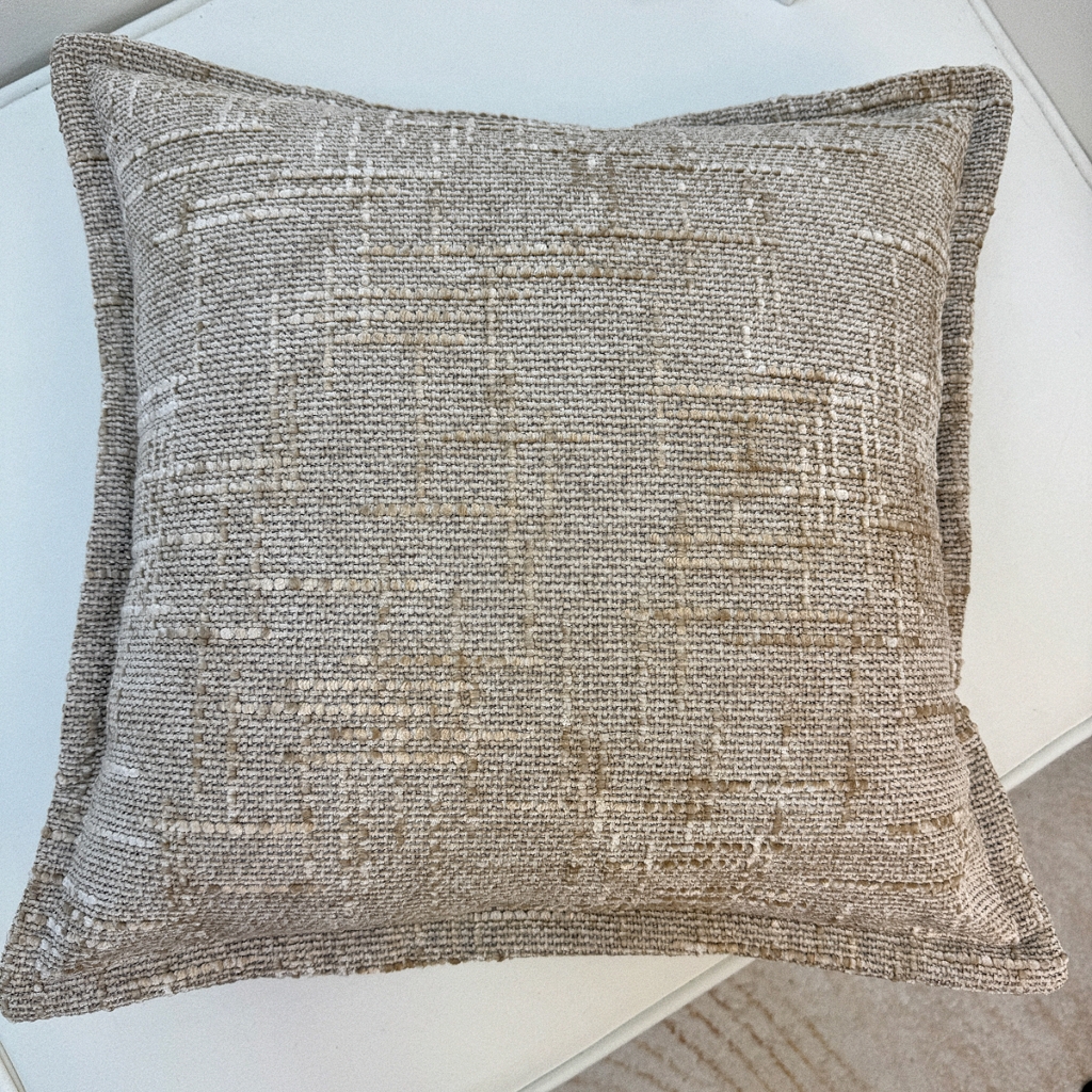 91家纺网 家纺一手货源 找家纺 爱家居 2025新款跨境亚马逊加厚双面雪尼尔宽边枕套美式压边抱枕客厅纯色靠垫 宽边雪尼尔—卡其色