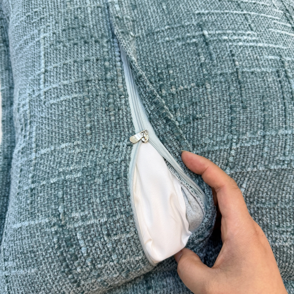 91家纺网 家纺一手货源 找家纺 爱家居 2025新款跨境亚马逊加厚双面雪尼尔宽边枕套美式压边抱枕客厅纯色靠垫 宽边雪尼尔—蓝色