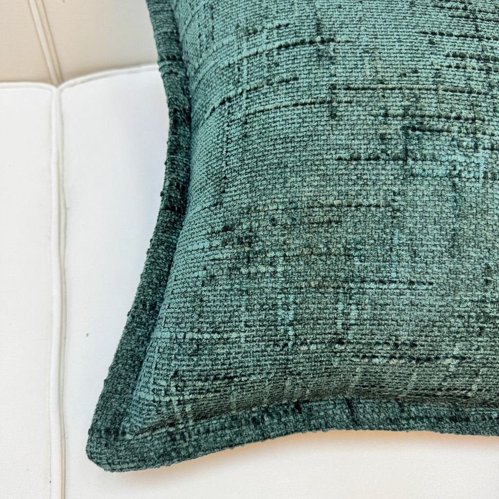 91家纺网 家纺一手货源 找家纺 爱家居 2025新款跨境亚马逊加厚双面雪尼尔宽边枕套美式压边抱枕客厅纯色靠垫 宽边雪尼尔—墨绿