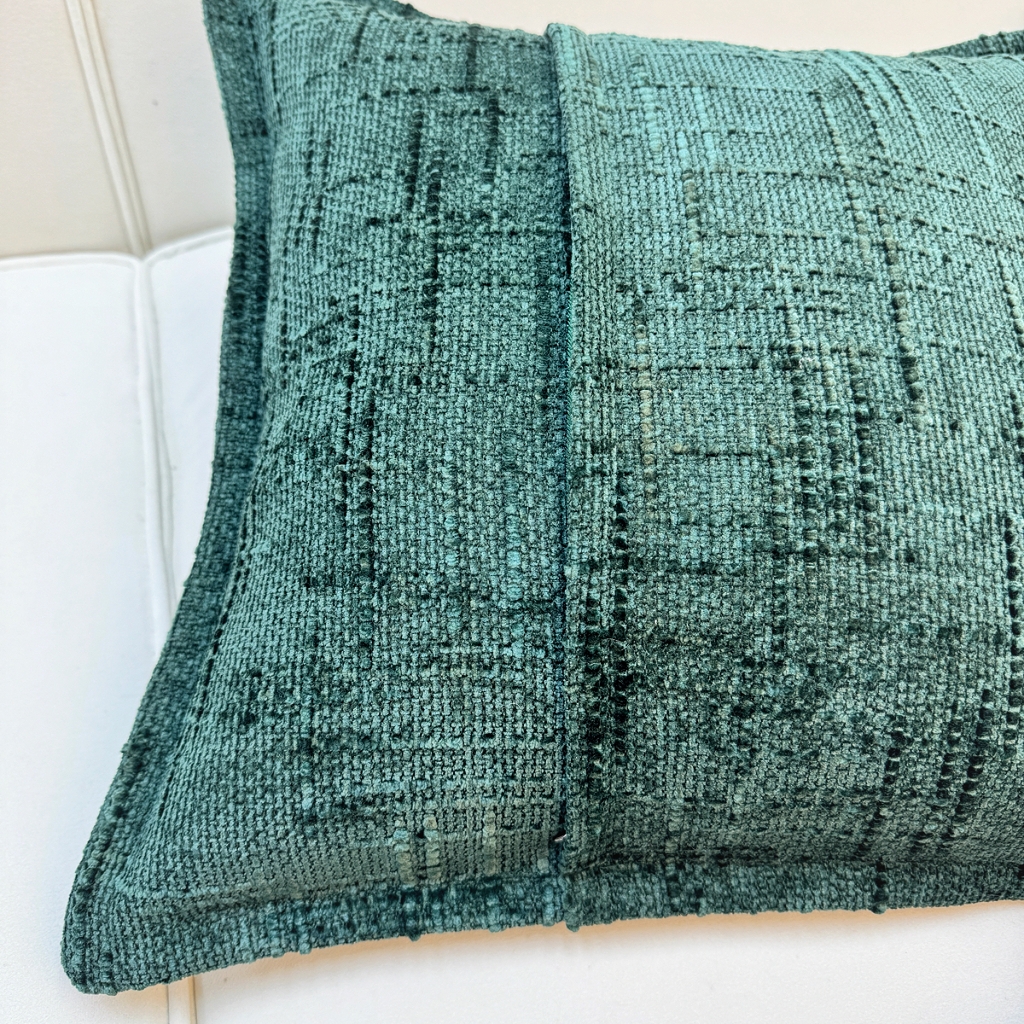 91家纺网 家纺一手货源 找家纺 爱家居 2025新款跨境亚马逊加厚双面雪尼尔宽边枕套美式压边抱枕客厅纯色靠垫 宽边雪尼尔—墨绿