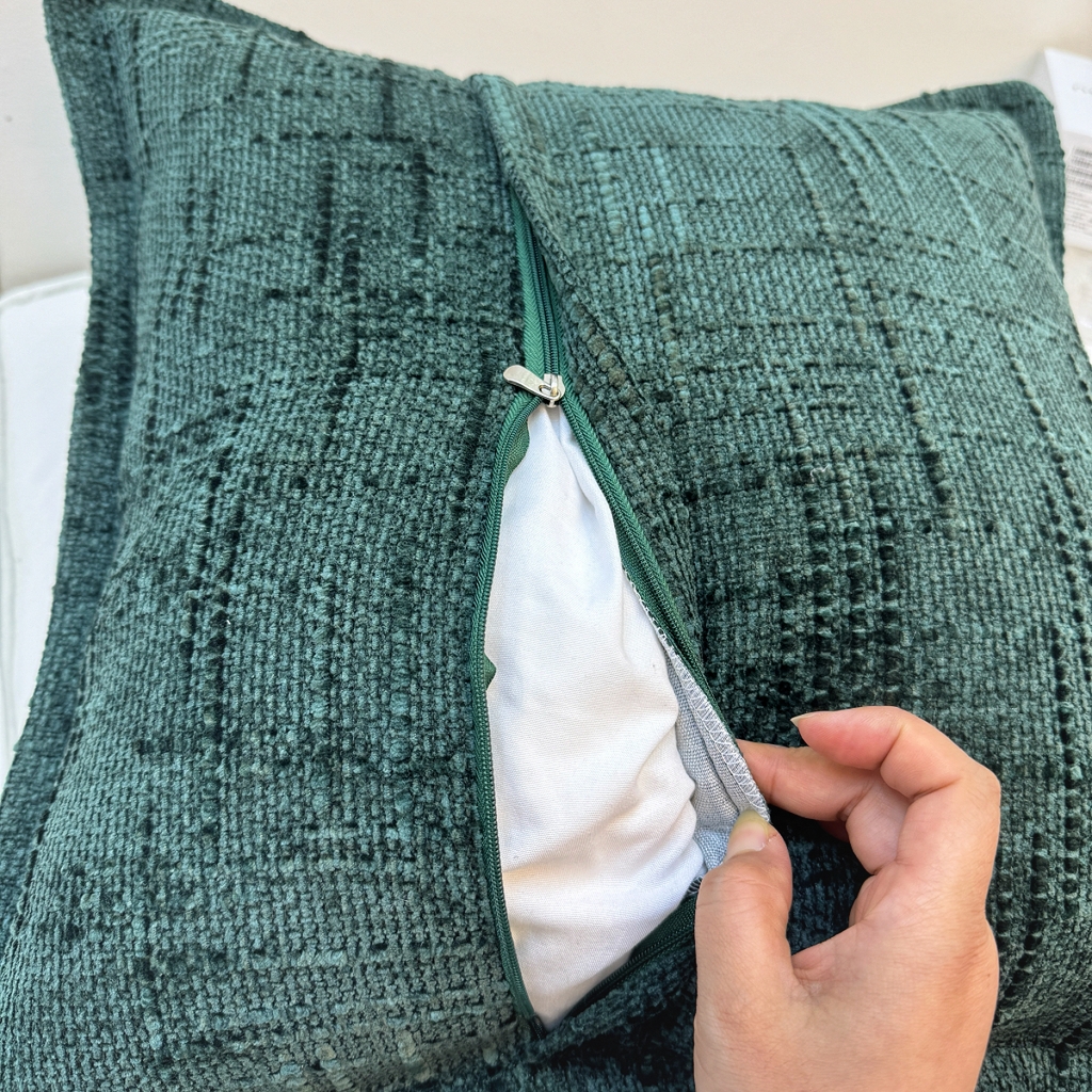 91家纺网 家纺一手货源 找家纺 爱家居 2025新款跨境亚马逊加厚双面雪尼尔宽边枕套美式压边抱枕客厅纯色靠垫 宽边雪尼尔—墨绿