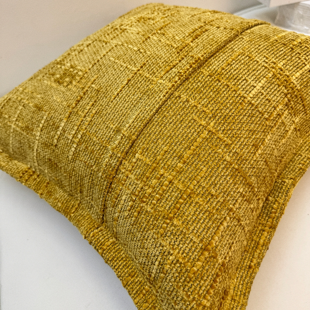 91家纺网 家纺一手货源 找家纺 爱家居 2025新款跨境亚马逊加厚双面雪尼尔宽边枕套美式压边抱枕客厅纯色靠垫 宽边雪尼尔—暖黄