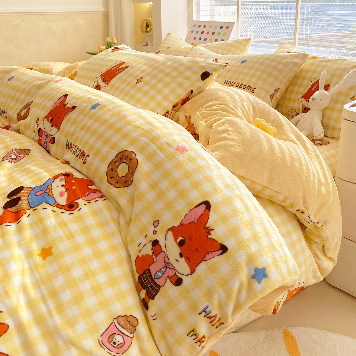 91家纺网 家纺一手货源 找家纺 （总）金鑫汇家纺 2025新款加厚高克重A类牛奶绒四件套