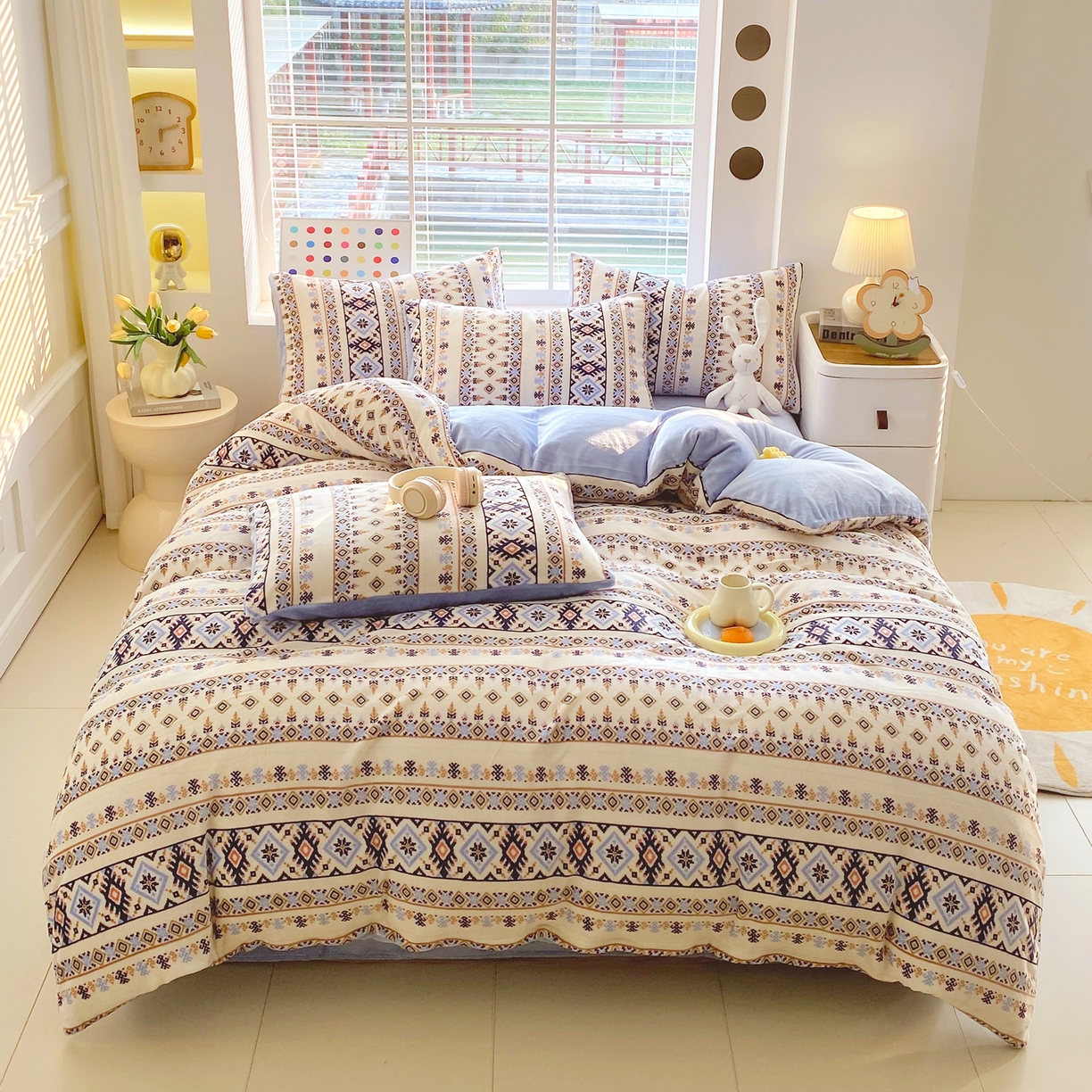 91家纺网 家纺一手货源 找家纺 金鑫汇家纺 2025新款加厚高克重A类牛奶绒四件套 波西米亚