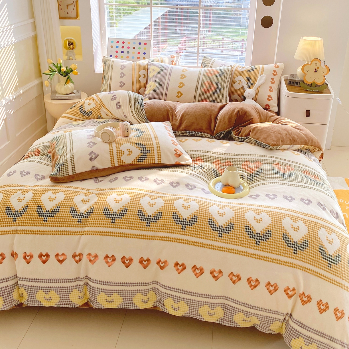 91家纺网 家纺一手货源 找家纺 金鑫汇家纺 2025新款加厚高克重A类牛奶绒四件套 同心千鸟格