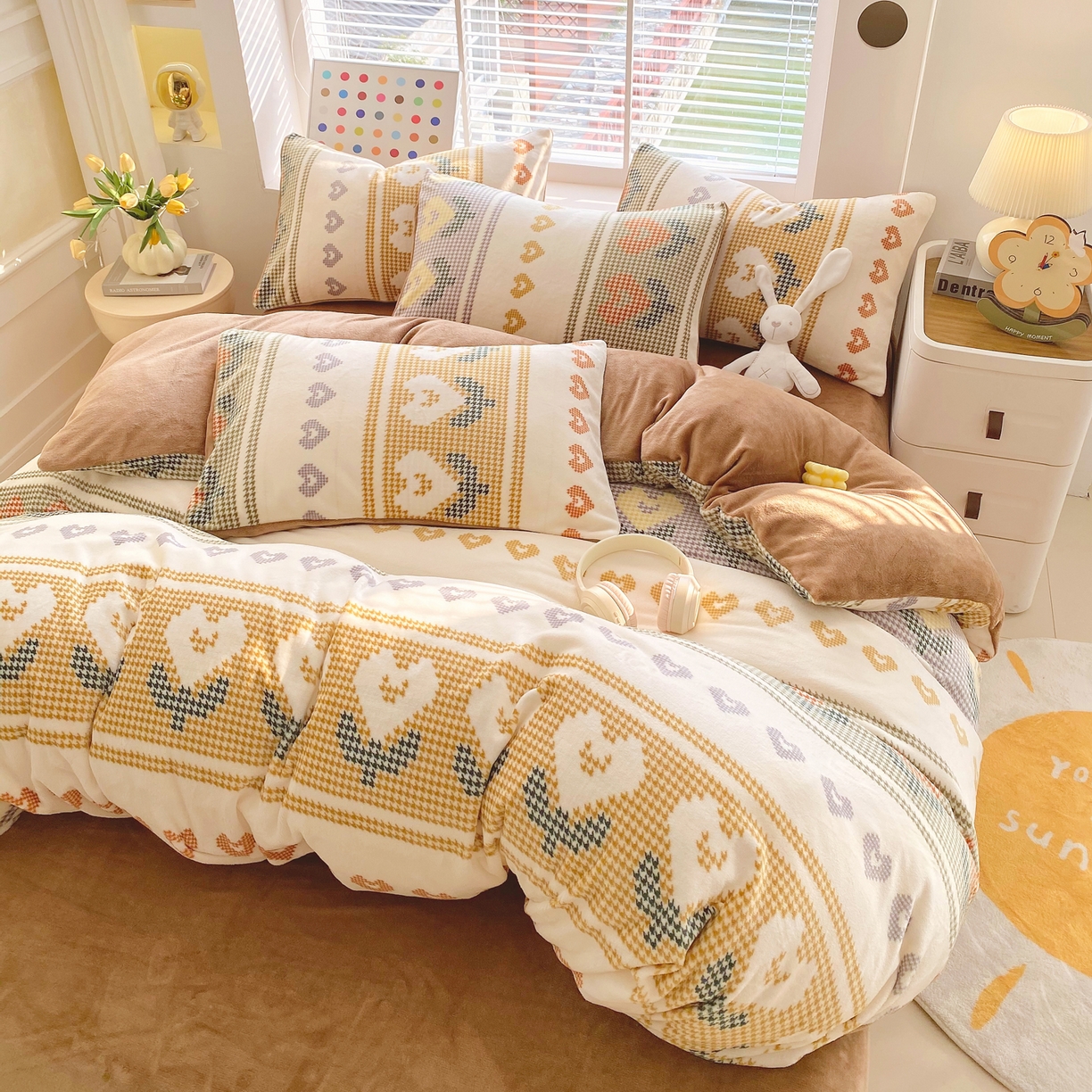 91家纺网 家纺一手货源 找家纺 金鑫汇家纺 2025新款加厚高克重A类牛奶绒四件套 同心千鸟格