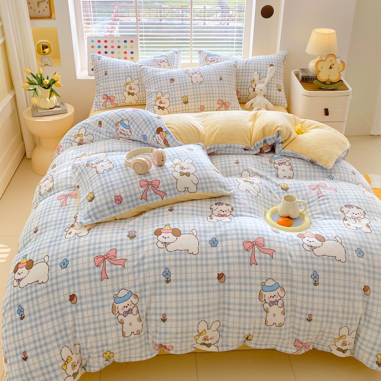 91家纺网 家纺一手货源 找家纺 金鑫汇家纺 2025新款加厚高克重A类牛奶绒四件套 云绒小狗