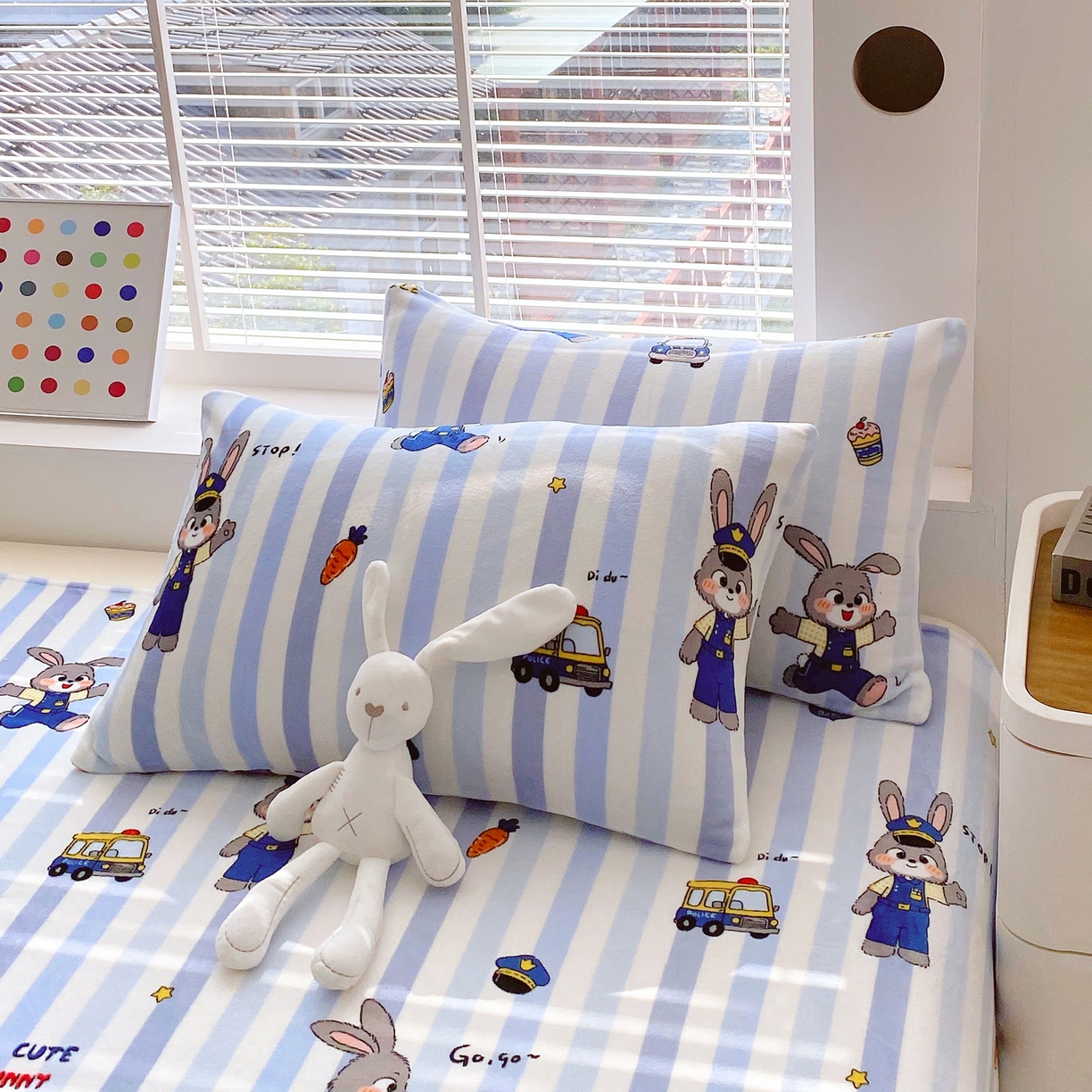 91家纺网 家纺一手货源 找家纺 金鑫汇家纺 2025年加厚高克重A类牛奶绒单枕套 兔子警官