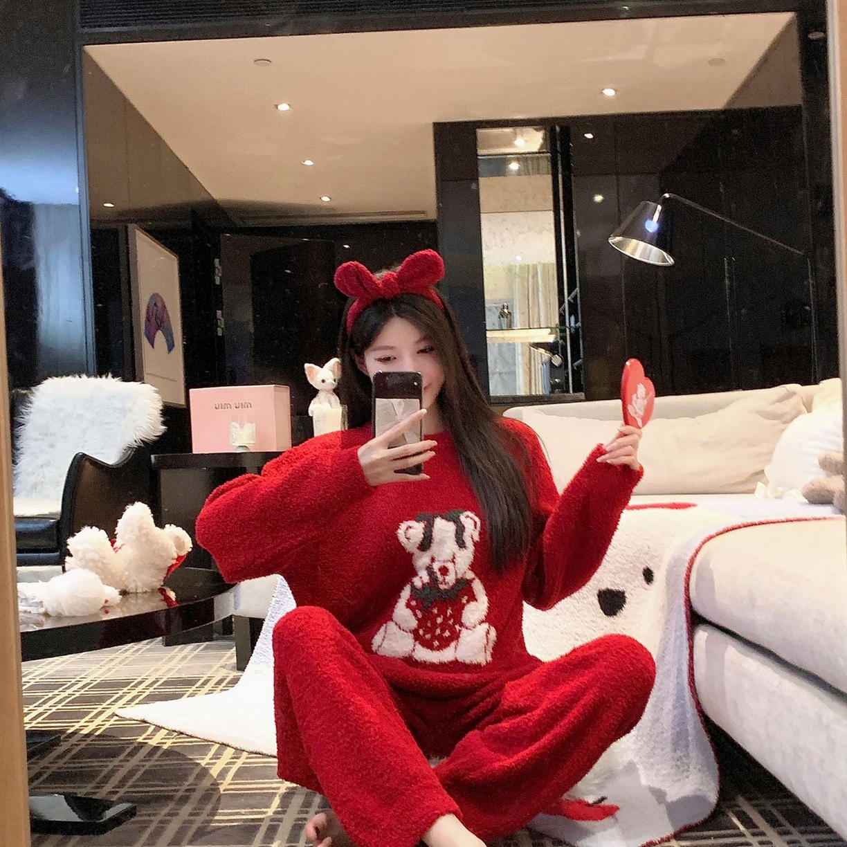 91家纺网 家纺一手货源 找家纺 （总）洛兰沙家居馆 2025新款半边绒睡衣纯色珍珠扣圆领针织开衫外套秋冬新款气质小香风家居服