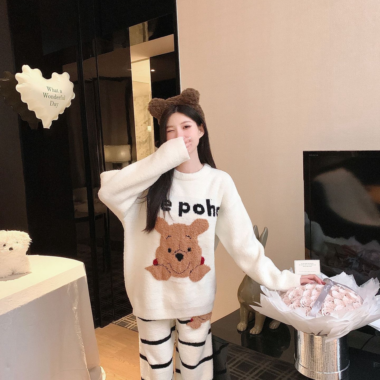 91家纺网 家纺一手货源 找家纺 （总）洛兰沙家居馆 2025新款半边绒睡衣纯色珍珠扣圆领针织开衫外套秋冬新款气质小香风家居服