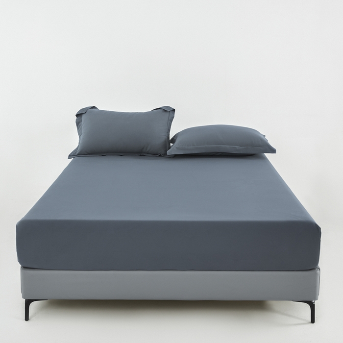 91家纺网 家纺一手货源 找家纺 红淳家纺 2025新款50支长绒棉贡缎磨毛四件套 南非蓝