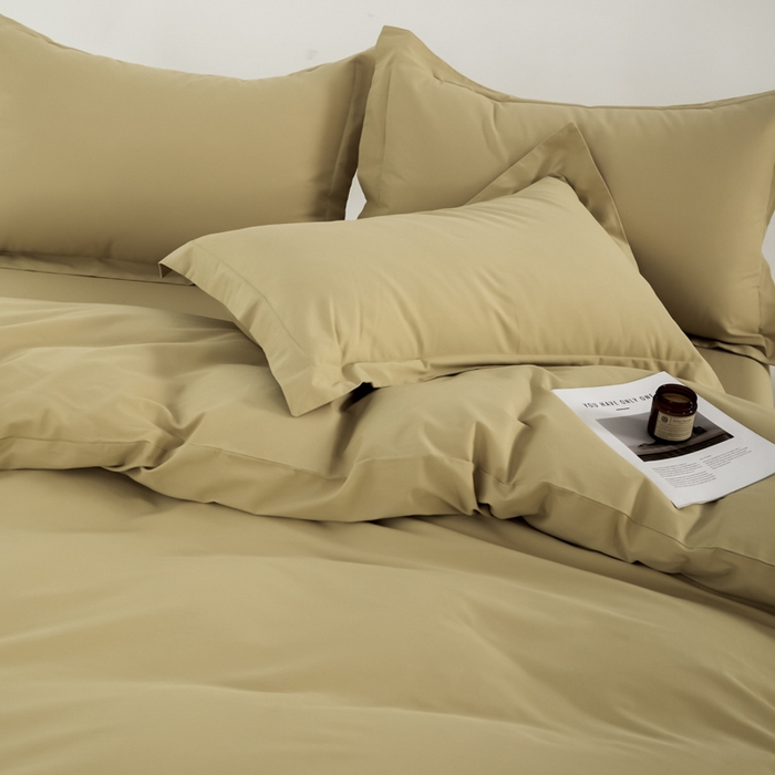 91家纺网 家纺一手货源 找家纺 红淳家纺 2025新款50支长绒棉贡缎磨毛单床单系列 柚子金