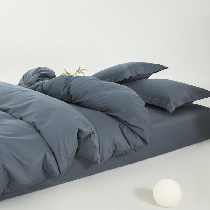 91家纺网 家纺一手货源 找家纺 红淳家纺 2025新款50支长绒棉贡缎磨毛单床单系列 南非蓝