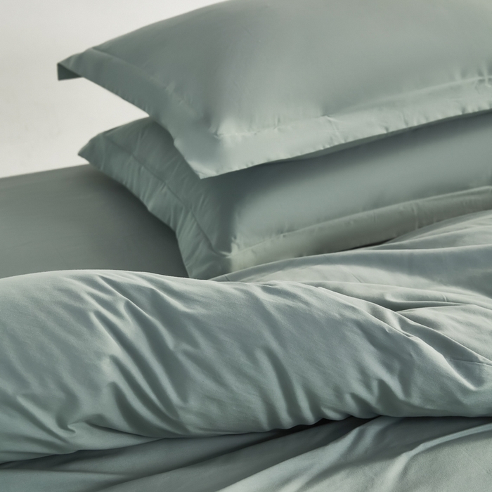 91家纺网 家纺一手货源 找家纺 红淳家纺 2025新款50支长绒棉贡缎磨毛单床单系列 云青