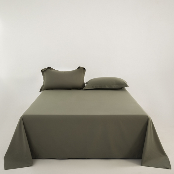 91家纺网 家纺一手货源 找家纺 红淳家纺 2025新款50支长绒棉贡缎磨毛单被套系列 竹青