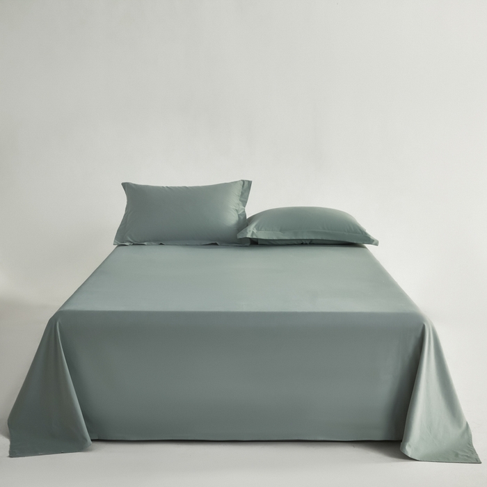 91家纺网 家纺一手货源 找家纺 红淳家纺 2025新款50支长绒棉贡缎磨毛单被套系列 云青