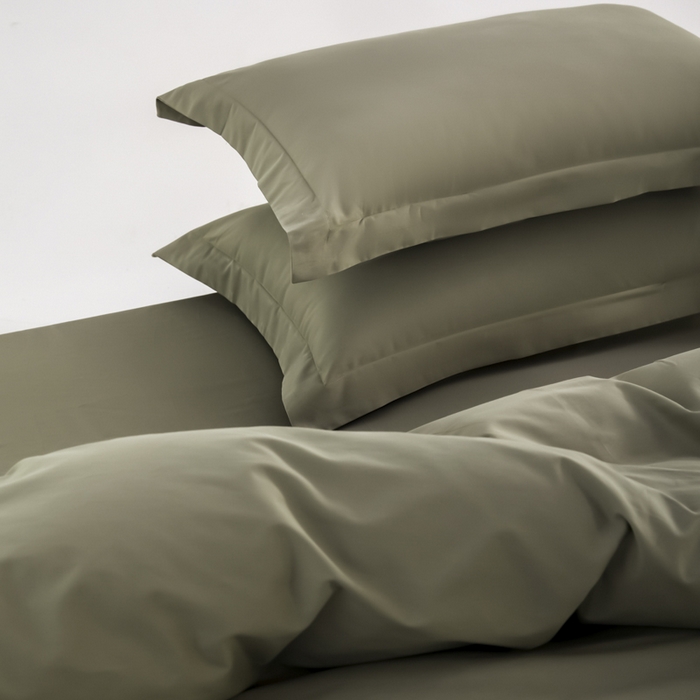 91家纺网 家纺一手货源 找家纺 红淳家纺 2025新款50支长绒棉贡缎磨毛单被套系列 竹青