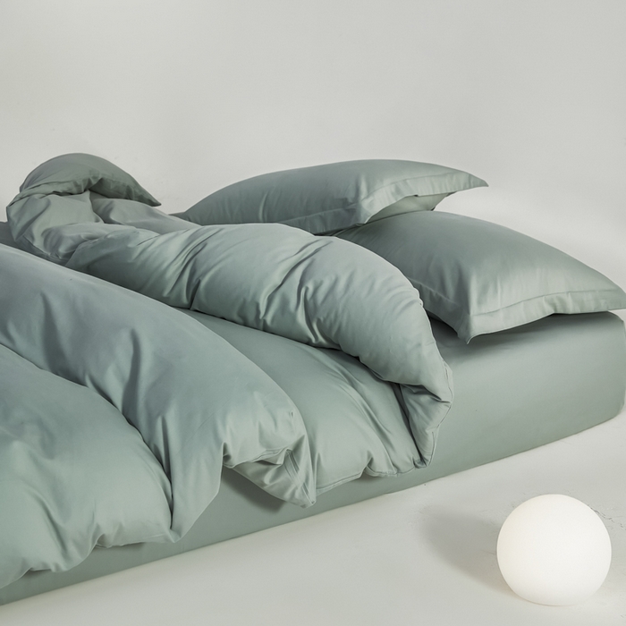 红淳家纺 2025新款50支长绒棉贡缎磨毛单被套系列 云青